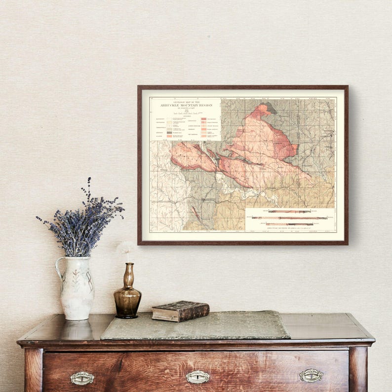 Arbuckle Mountain Map 1903 Old Map of Arbuckle Mountain Art Vintage