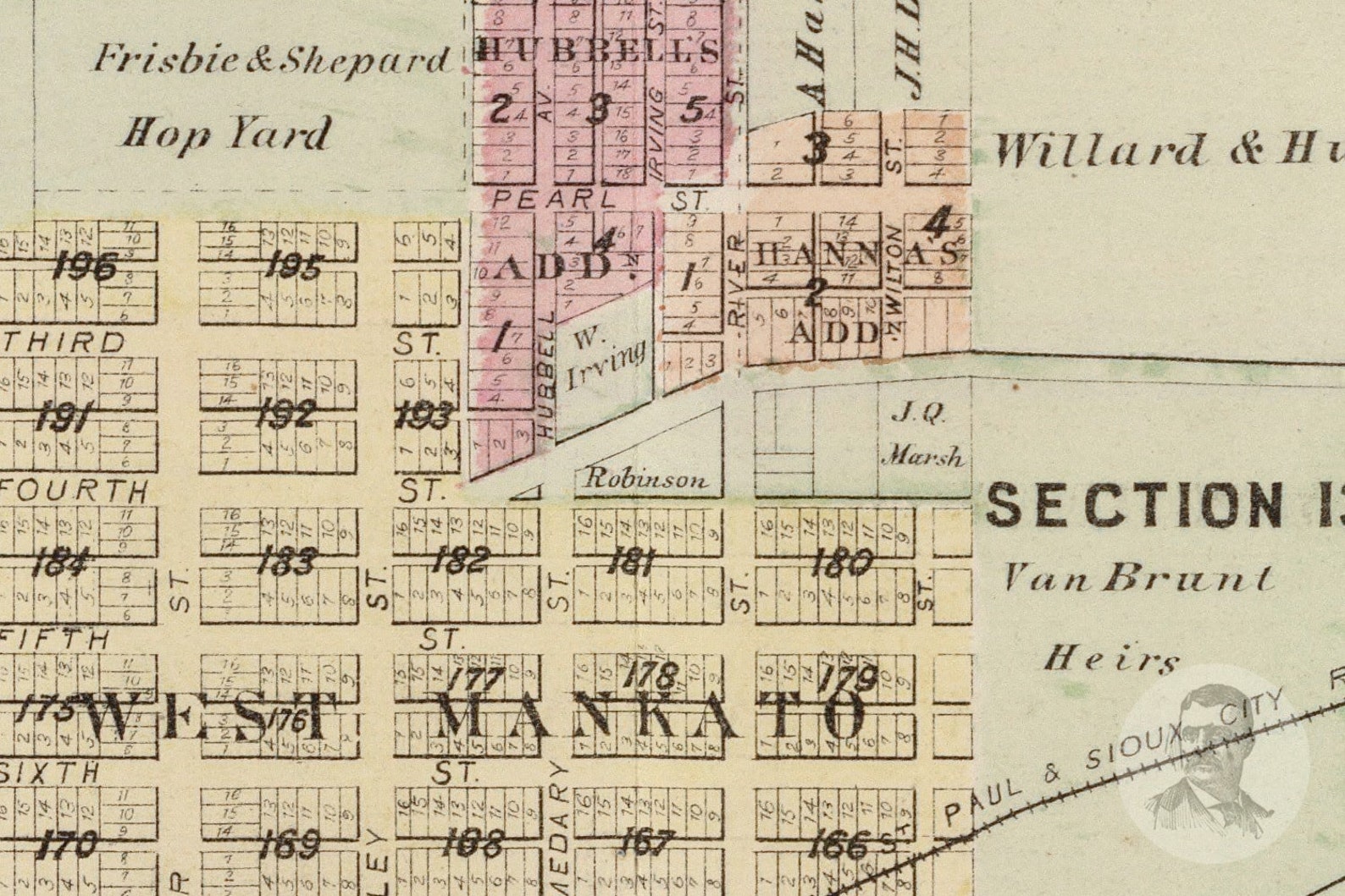 Vintage Mankato Map from 1874 Old Minnesota Map Historic MN Etsy