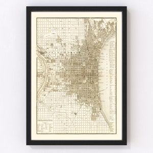 Philadelphia Map 1846, Vintage Philadelphia Map, Old Philadelphia Pennsylvania Art, Wall Art Gift for Philadelphia History Lovers Retro Deco