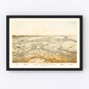 New Braunfels Map 1881 - Old Map of New Braunfels Texas Art Vintage Print Framed Canvas Birds Eye View Portrait History Genealogy