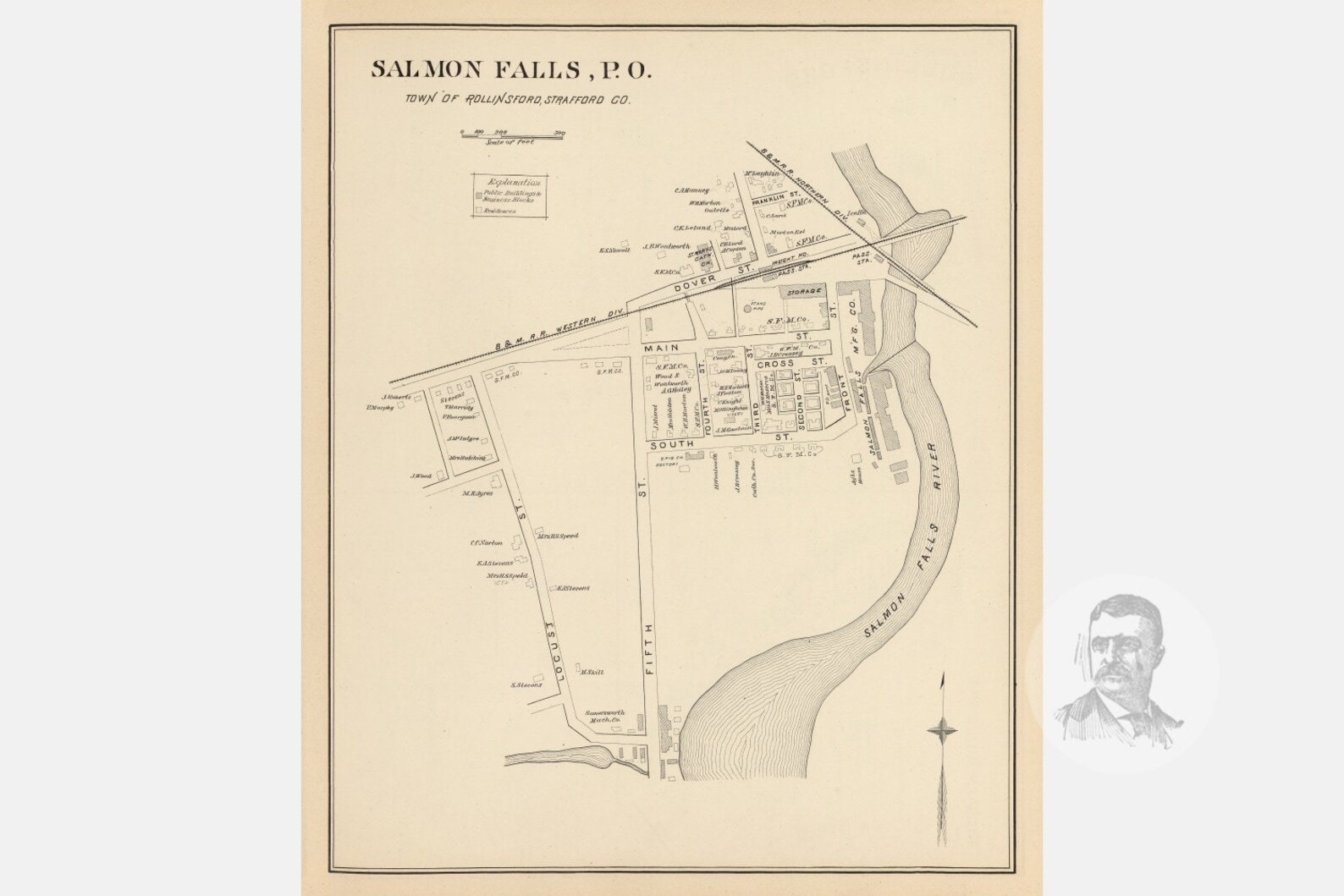 Vintage Rollinsford Map from 1892 Old New Hampshire Map Etsy