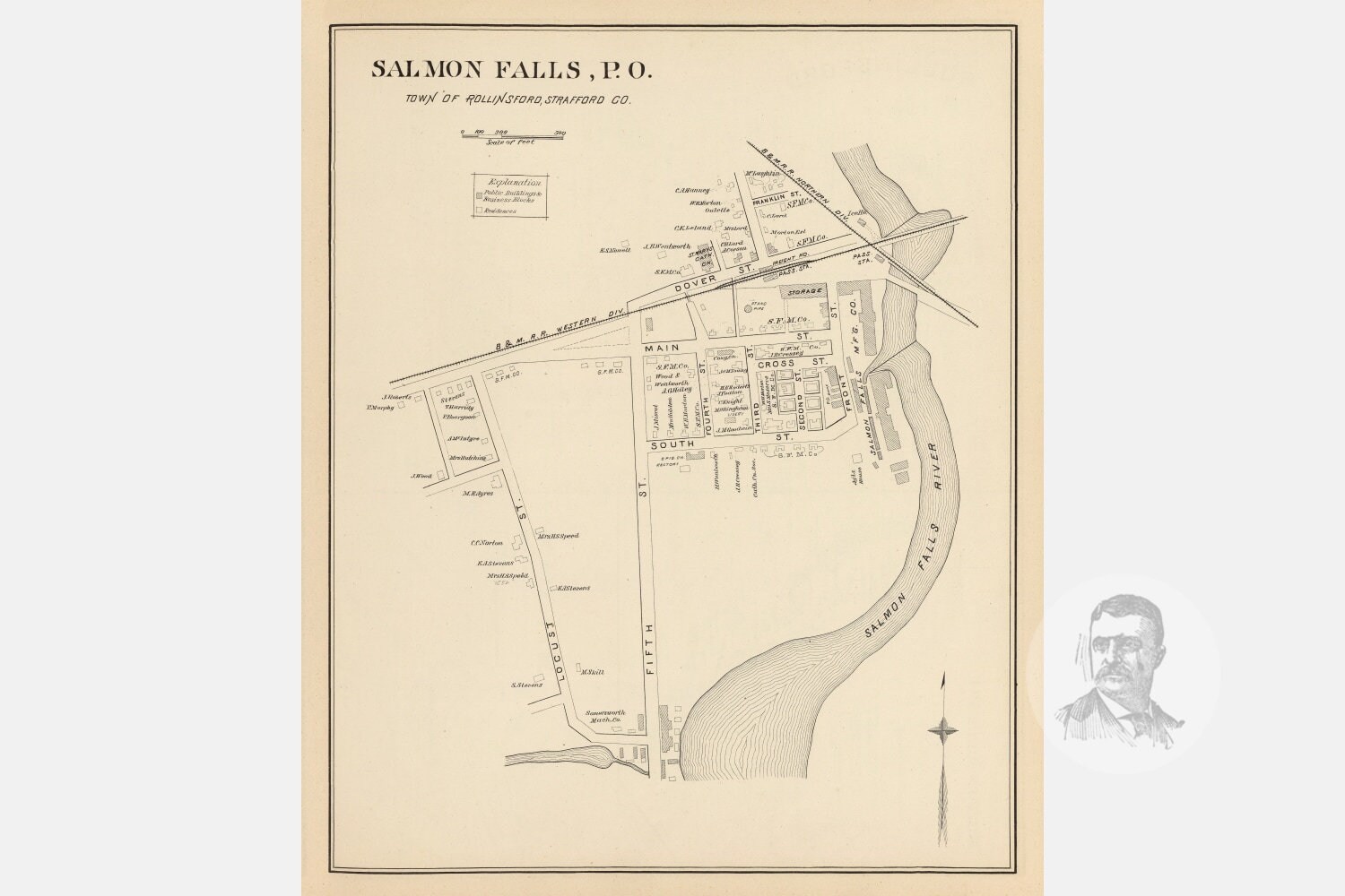 Vintage Rollinsford Map from 1892 Old New Hampshire Map Etsy