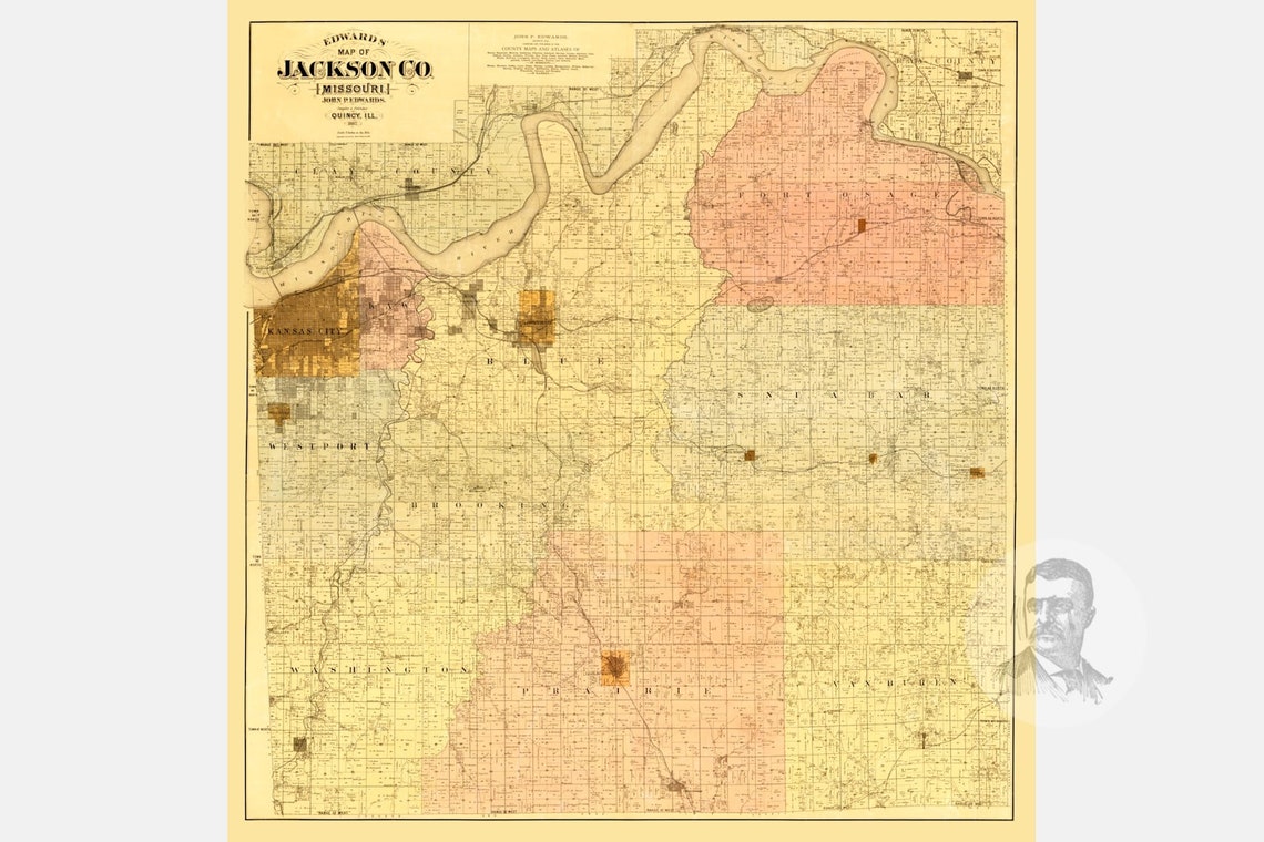Vintage Jackson County Map 1887 Old Map of Jackson County Etsy