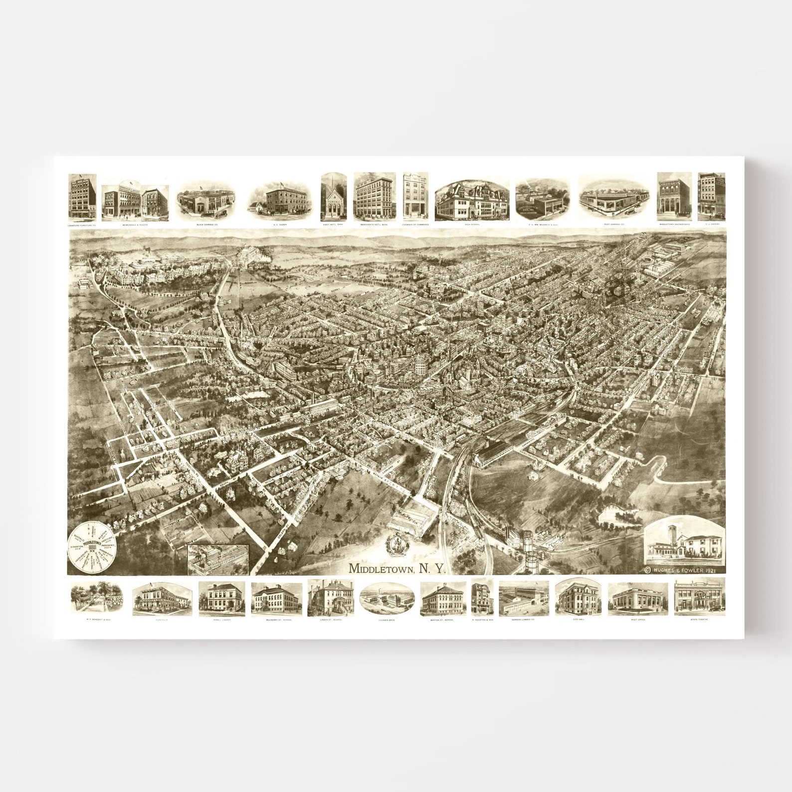 Middletown Map 1921 Old Map of Middletown New York Art - Etsy