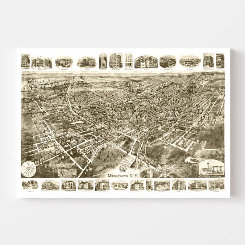 Middletown Map 1921 Old Map of Middletown New York Art - Etsy