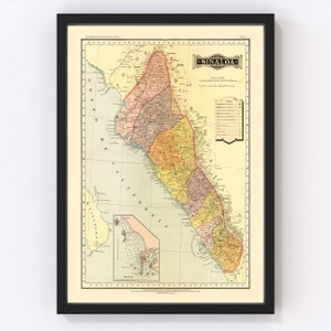 Sinaloa Mexico Map 1886, Vintage Sinaloa Mexico Map, Old Sinaloa Mexico Art, Wall Art Gift for Sinaloa Mexico History Lovers Retro Decor
