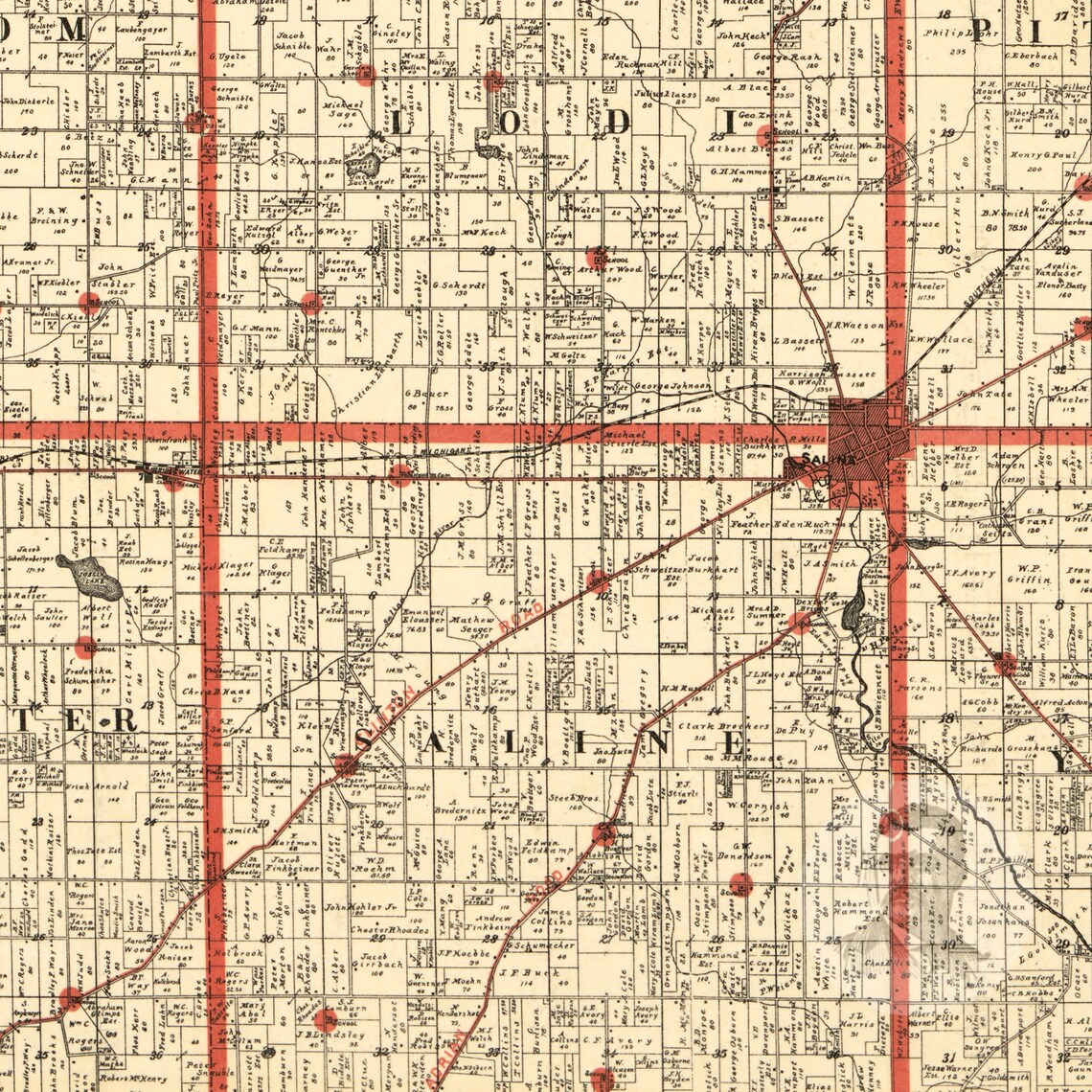 Washtenaw County Michigan Vintage Map From 1896 Old County - Etsy