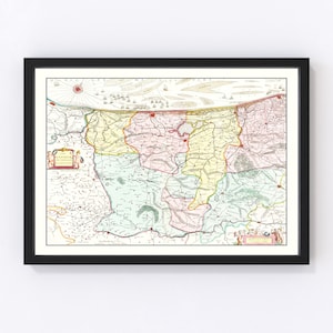 Western Flanders Map 1665, Vintage Western Flanders Map, Old Western Flanders Art, Wall Art Gift for Western Flanders History Lovers Retro D