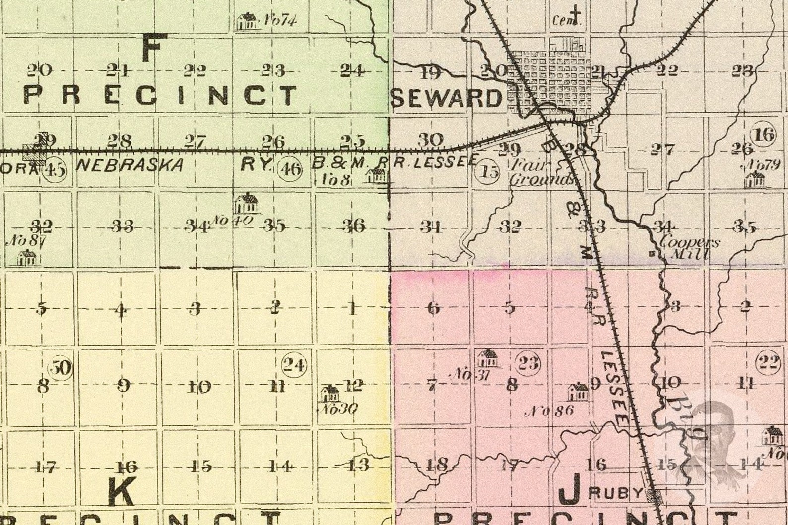 Vintage Seward County NE Map 1885 Old Nebraska Map Etsy
