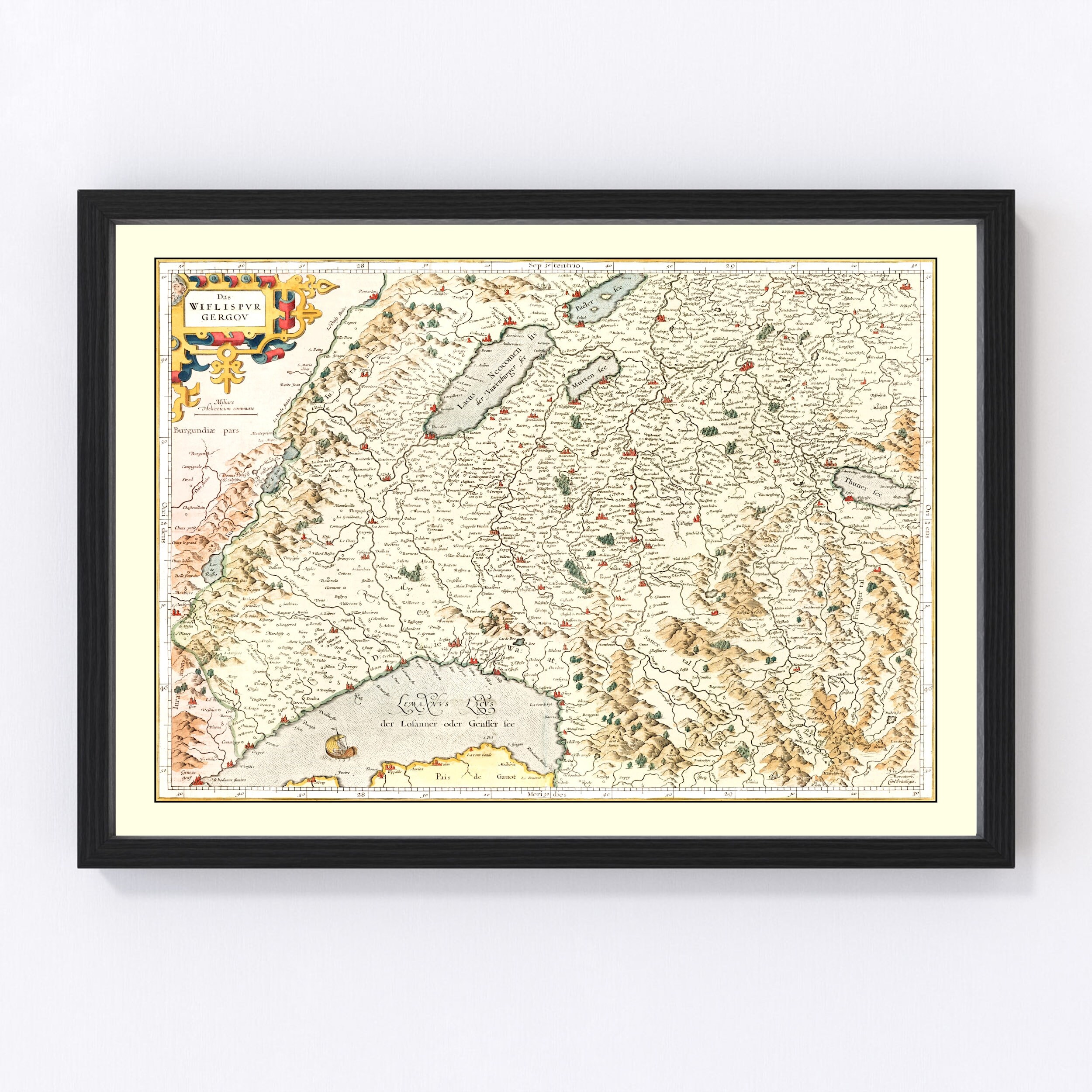 Suiza Das Wiflispurgergou Mapa 1623 Mapa antiguo de Etsy España
