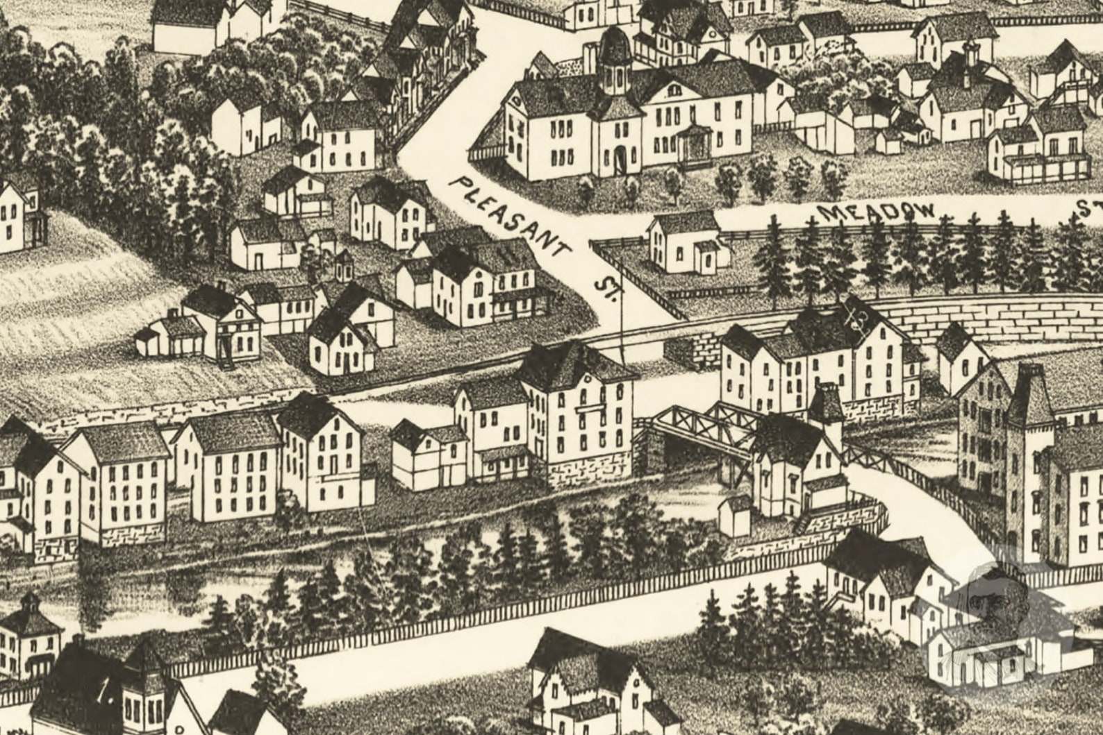 Vintage Housatonic Map 1890 Old Housatonic Massachusetts Etsy