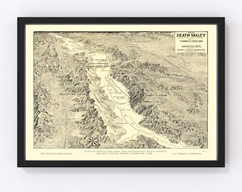 Death Valley National Park Map 1929, Vintage Death Valley National Park Map, Old Death Valley National Park Art, Wall Art Gift for Death Val