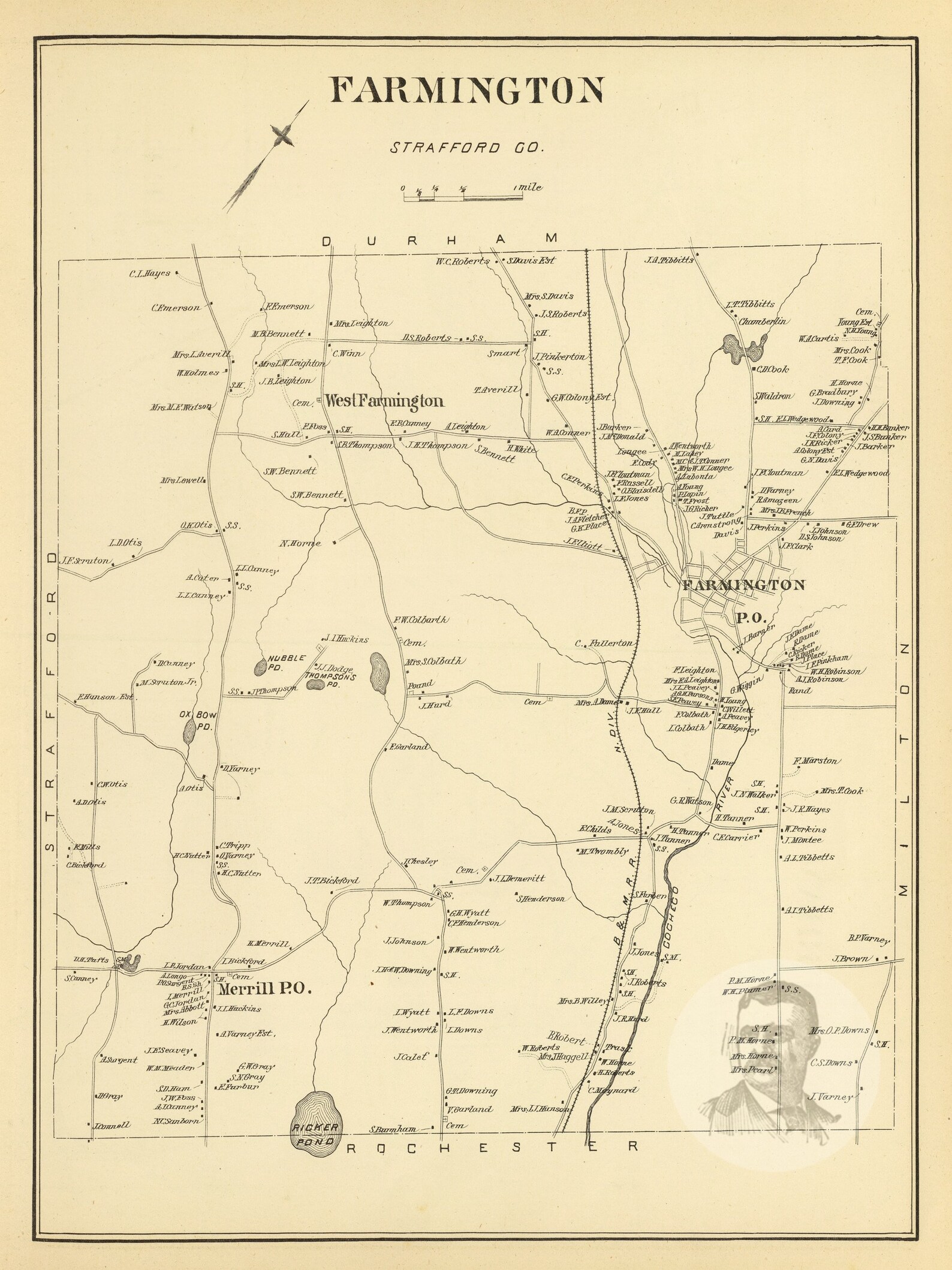 Farmington New Hampshire Vintage Map From 1892 Old City Map Etsy