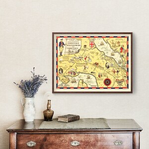 Old Map of Jamestown, VA 1930 - Vintage Jamestown Virginia A