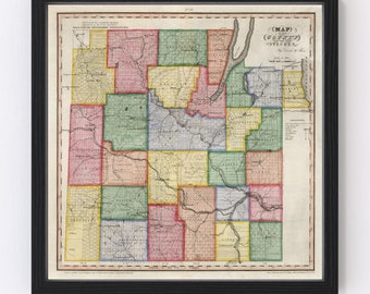 Map Of Steuben County Ny Steuben County New York Vintage Map From 1840 Old County - Etsy