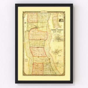 Seneca County Map 1858, Vintage Seneca County Map, Old Seneca County New York Art, Wall Art Gift for Seneca County History Lovers Retro Deco