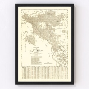 San Diego Map 1914, Vintage San Diego Map, Old San Diego California Art, Wall Art Gift for San Diego History Lovers Retro Decor