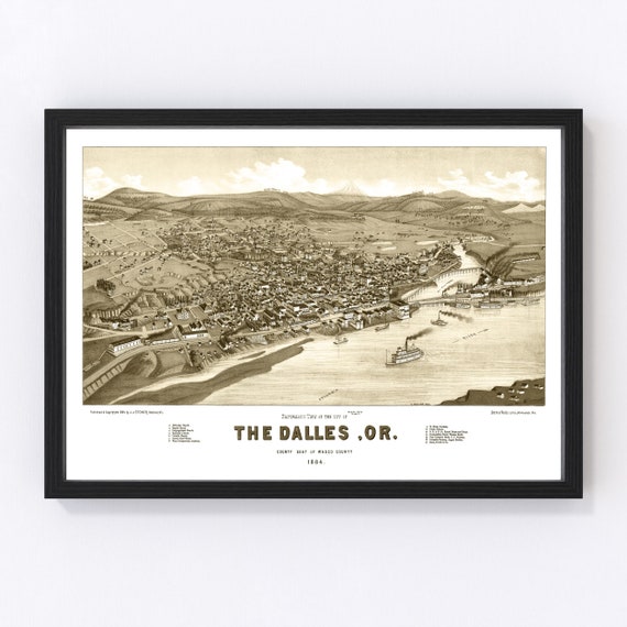 Dalles Map 1884 Old Map of Dalles Oregon Art Vintage Print - Etsy