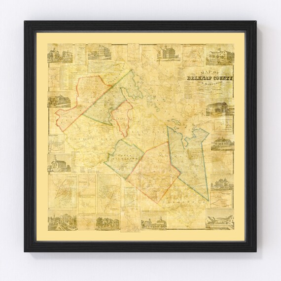 Map Of Belknap County Nh Belknap County New Hampshire Vintage Map From 1859 Old | Etsy