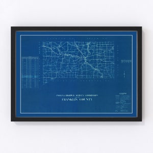 Franklin County Map 1936, Vintage Franklin County Map, Old Franklin County Indiana Art, Wall Art Gift for Franklin County History Lovers Ret