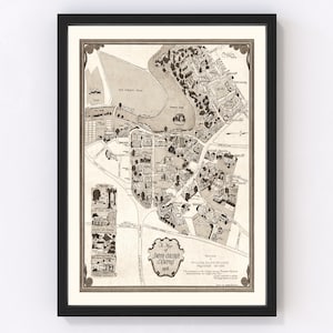 Smith College Map 1938, Vintage Smith College Map, Old Smith College Art, Wall Art Gift for Smith College History Lovers Retro Decor