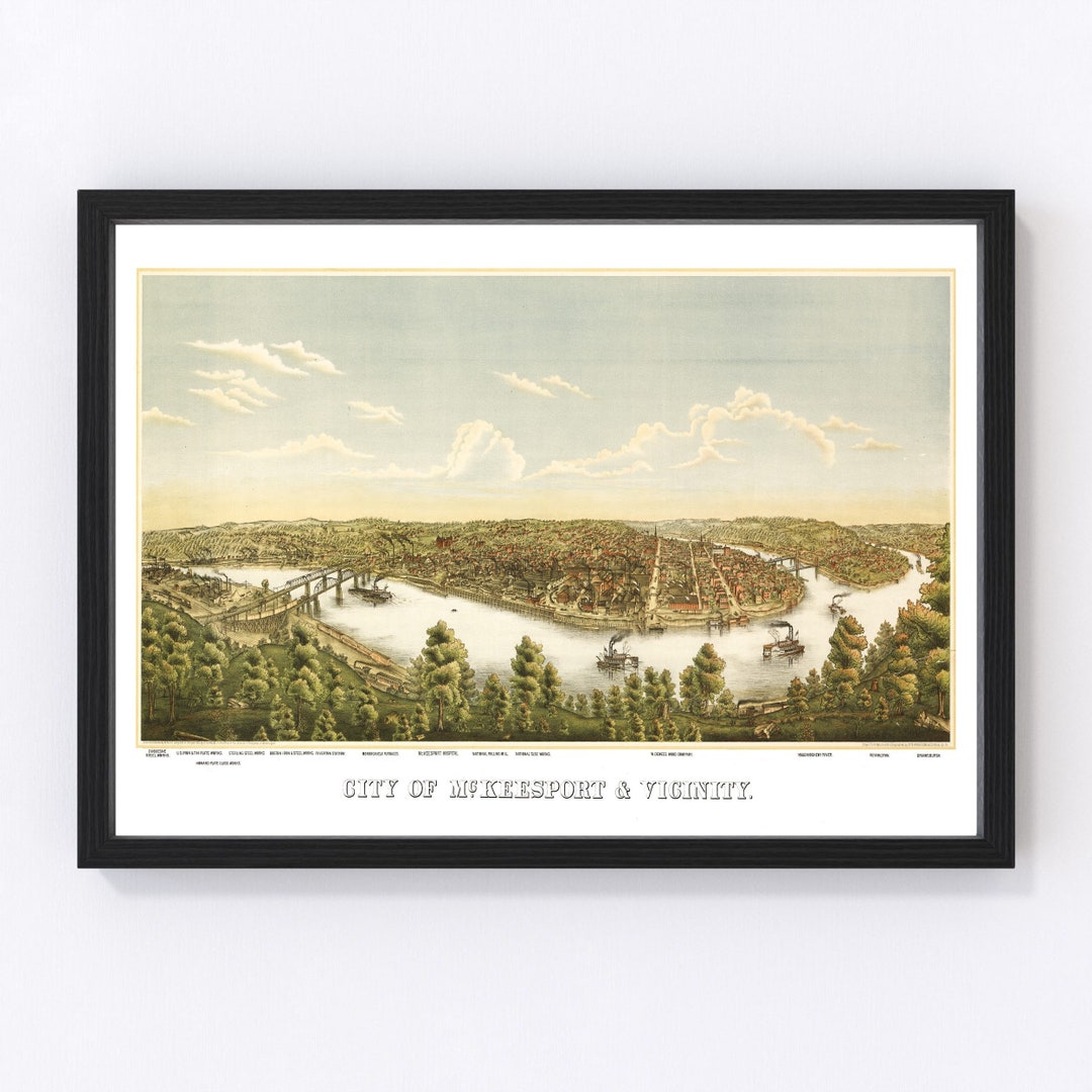 Mckeesport Map 1893 Old Map of Mckeesport Pennsylvania Art Vintage