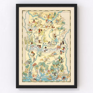 Alabama Map 1935, Vintage Alabama Map, Old Alabama Art, Wall Art Gift for Alabama History Lovers Retro Decor