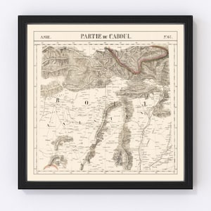 Afghanistan Map 1827, Vintage Afghanistan Map, Old Afghanistan Art, Wall Art Gift for Afghanistan History Lovers Retro Decor