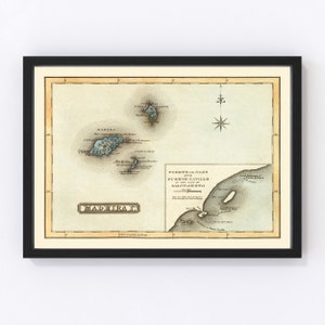 Madeira Islands Map 1823, Vintage Madeira Islands Map, Old Madeira Islands Art, Wall Art Gift for Madeira Islands History Lovers Retro Decor