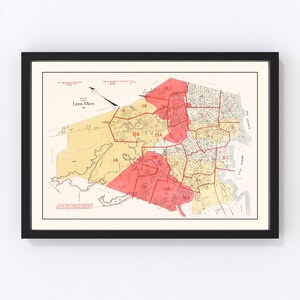 Lynn Map 1924, Vintage Lynn Map, Old Lynn Massachusetts Art, Wall Art Gift for Lynn History Lovers Retro Decor