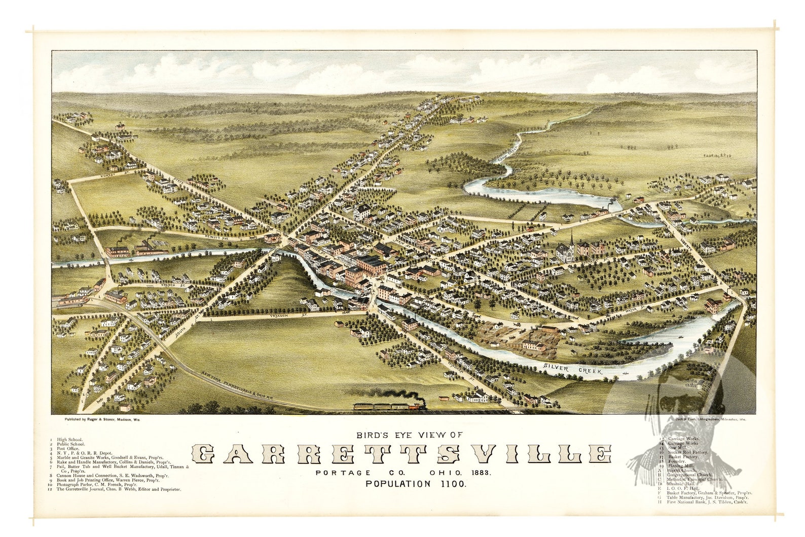 Vintage Garrettsville Map 1883 Old Map of Garrettsville Etsy