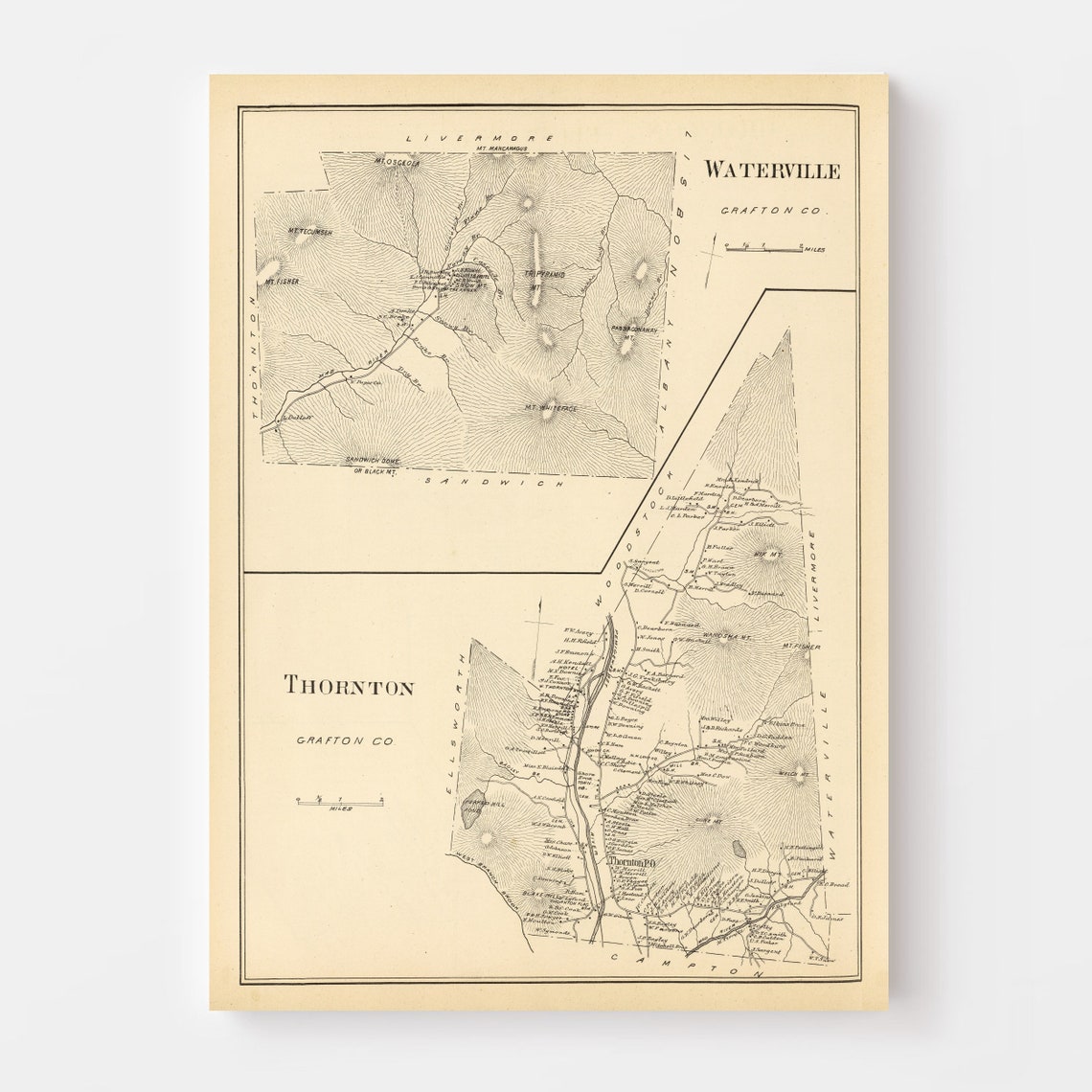 Thornton Map 1892 Old Map of Thornton New Hampshire Art Etsy