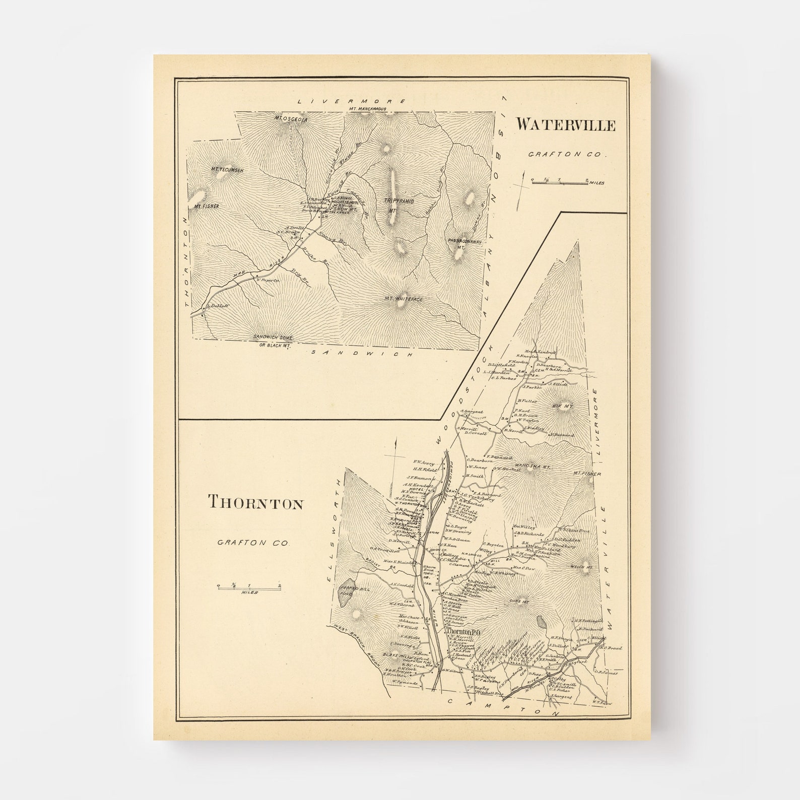 Thornton Map 1892 Old Map of Thornton New Hampshire Art Etsy
