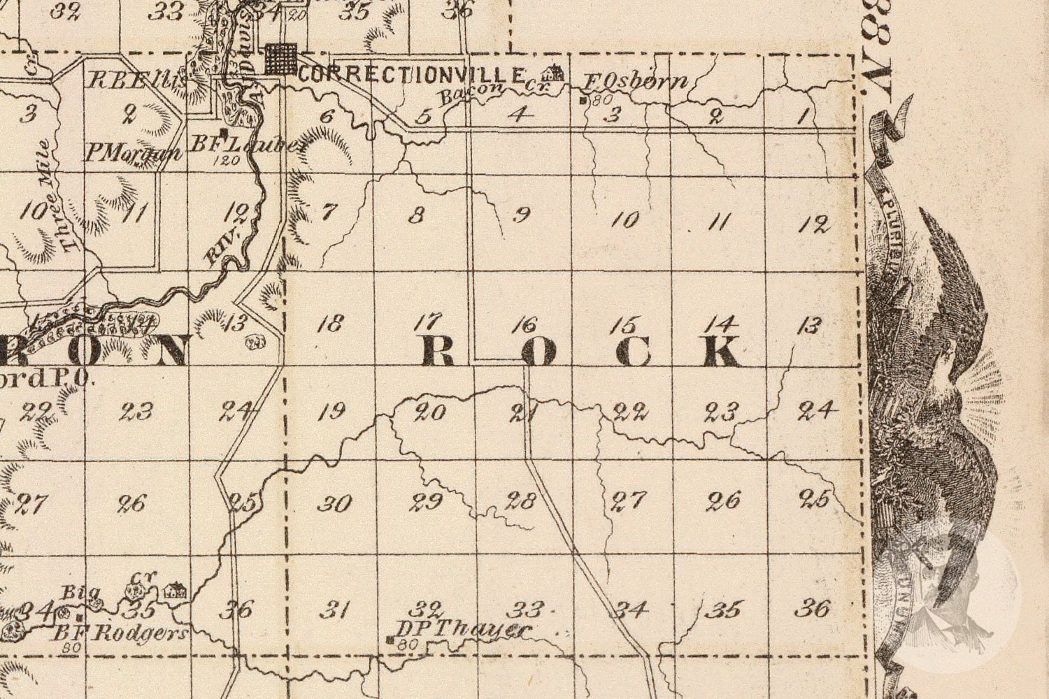 Vintage Woodbury County IA Map 1875 Old Iowa Map Historical Etsy