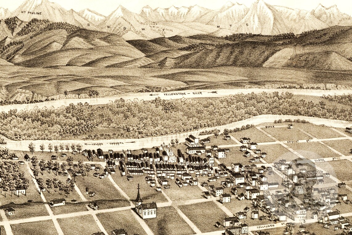 Vintage Livingston Map 1883 Old Map of Livingston Montana  Etsy