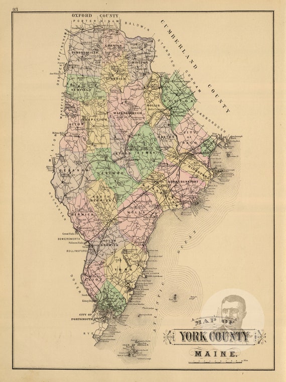 Map Of York County Maine York County Maine Vintage Map From 1885 Old County Map Art | Etsy Australia