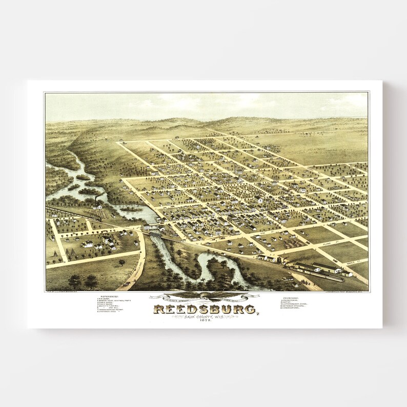 Reedsburg Map 1874 Old Map of Reedsburg Wisconsin Art Etsy
