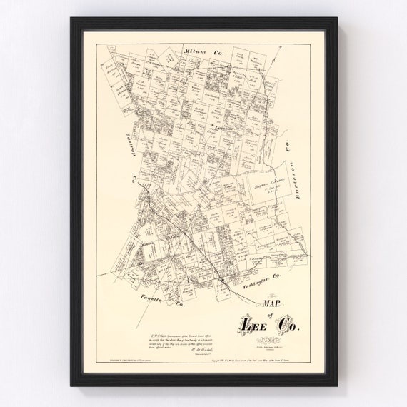 Lee County Texas Map 1879 Old Map of Lee County Texas Art Etsy