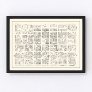 Fort Wayne Map 1929 - Old Map of Fort Wayne Business Section Indiana Art Vintage Print Framed Canvas Portrait History Genealogy Farmhouse