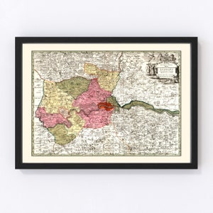 London Map 1740, Vintage London Map, Old London Art, Wall Art Gift for London History Lovers Retro Decor