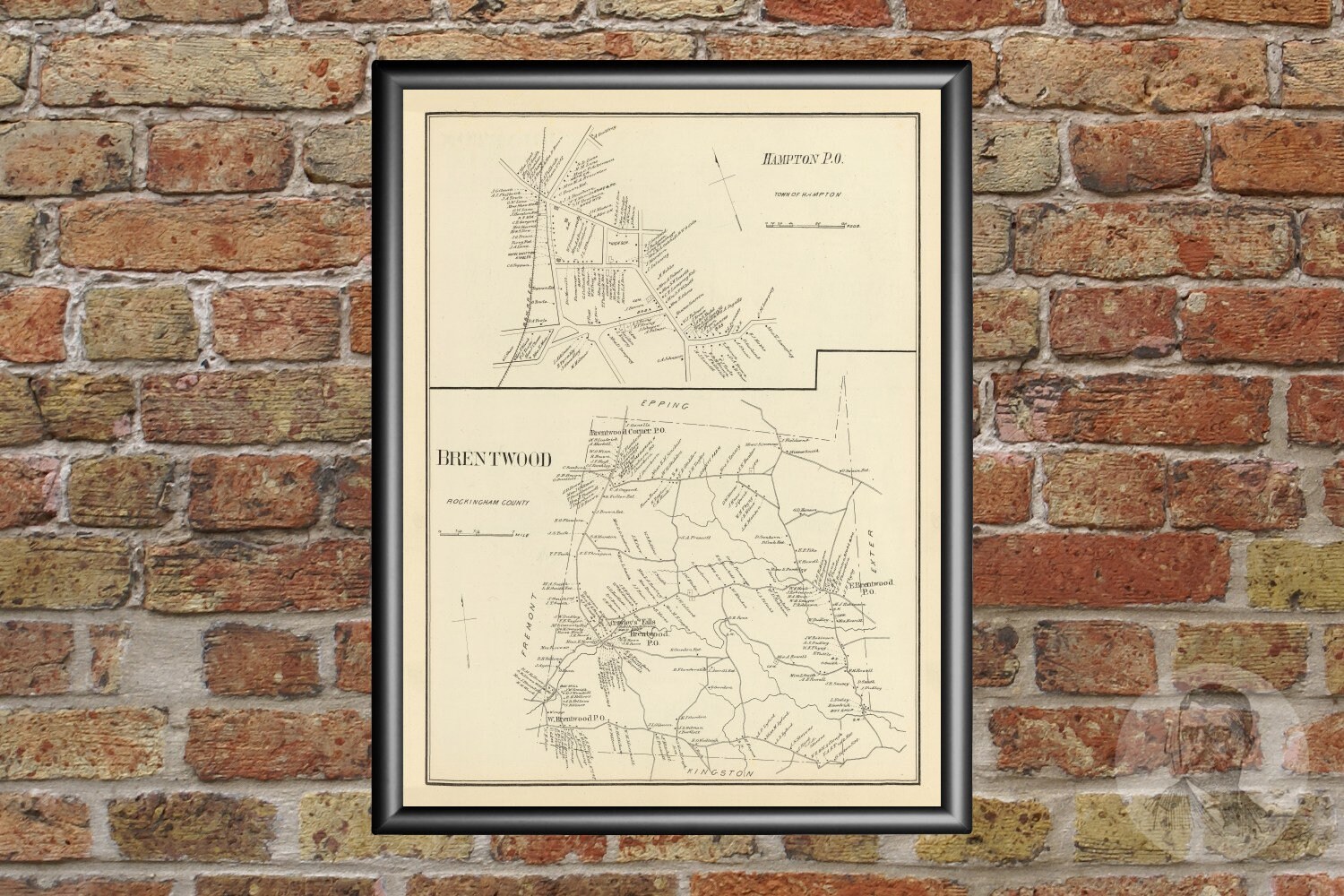 Vintage Brentwood Map from 1892 Old New Hampshire Map Etsy