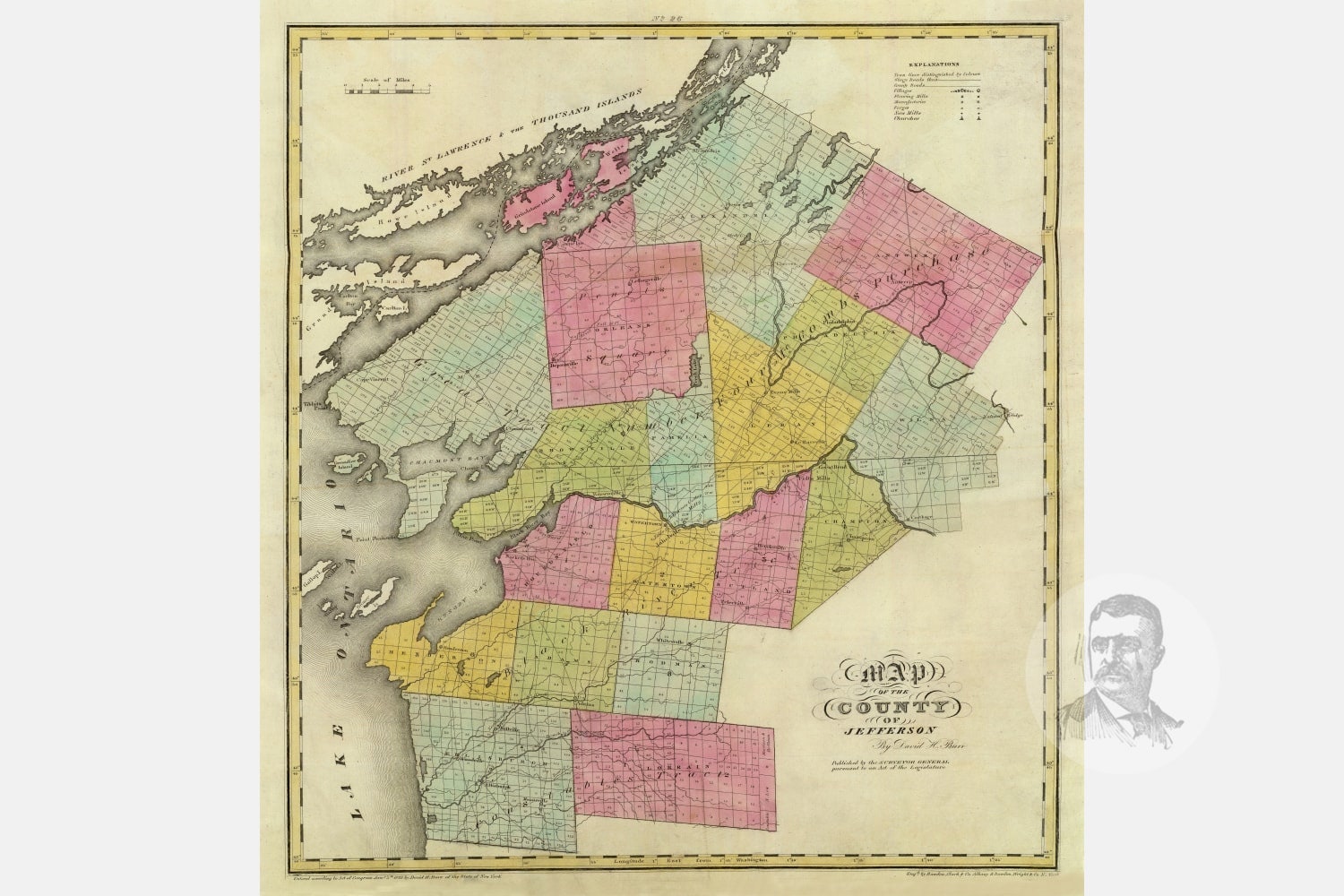 Vintage Jefferson County NY Map 1829 Old New York Map Etsy