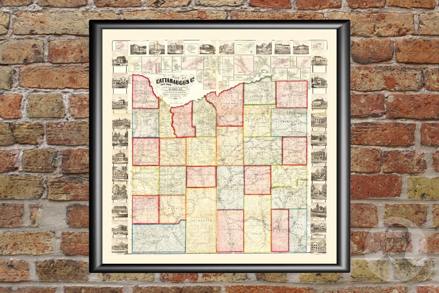 Vintage Cattaraugus County Map 1856 Old Map of Cattaraugus Etsy