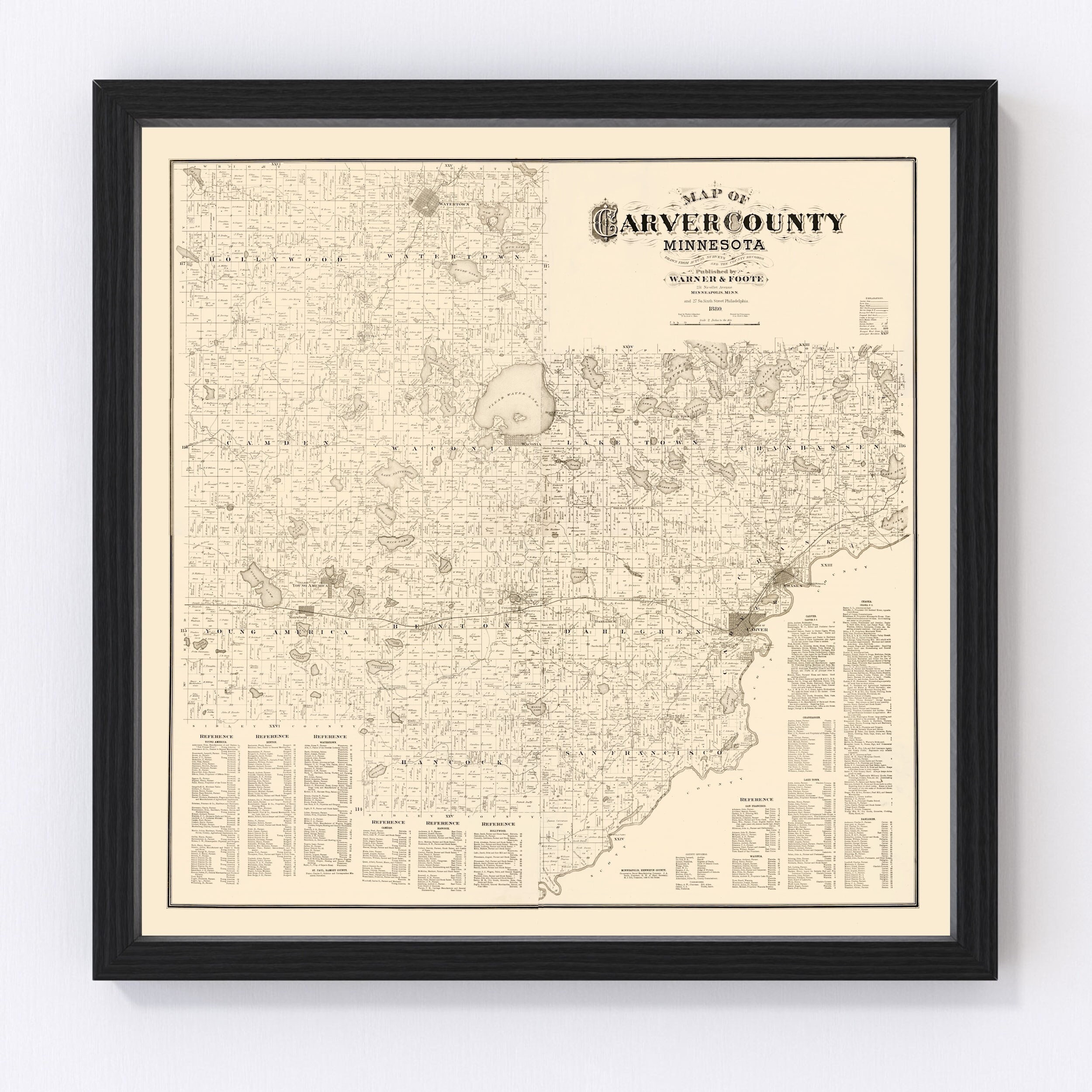 Standard map of Carver County, Minnesota. St. Paul : Minnesota Map  Publishing Co., 1913