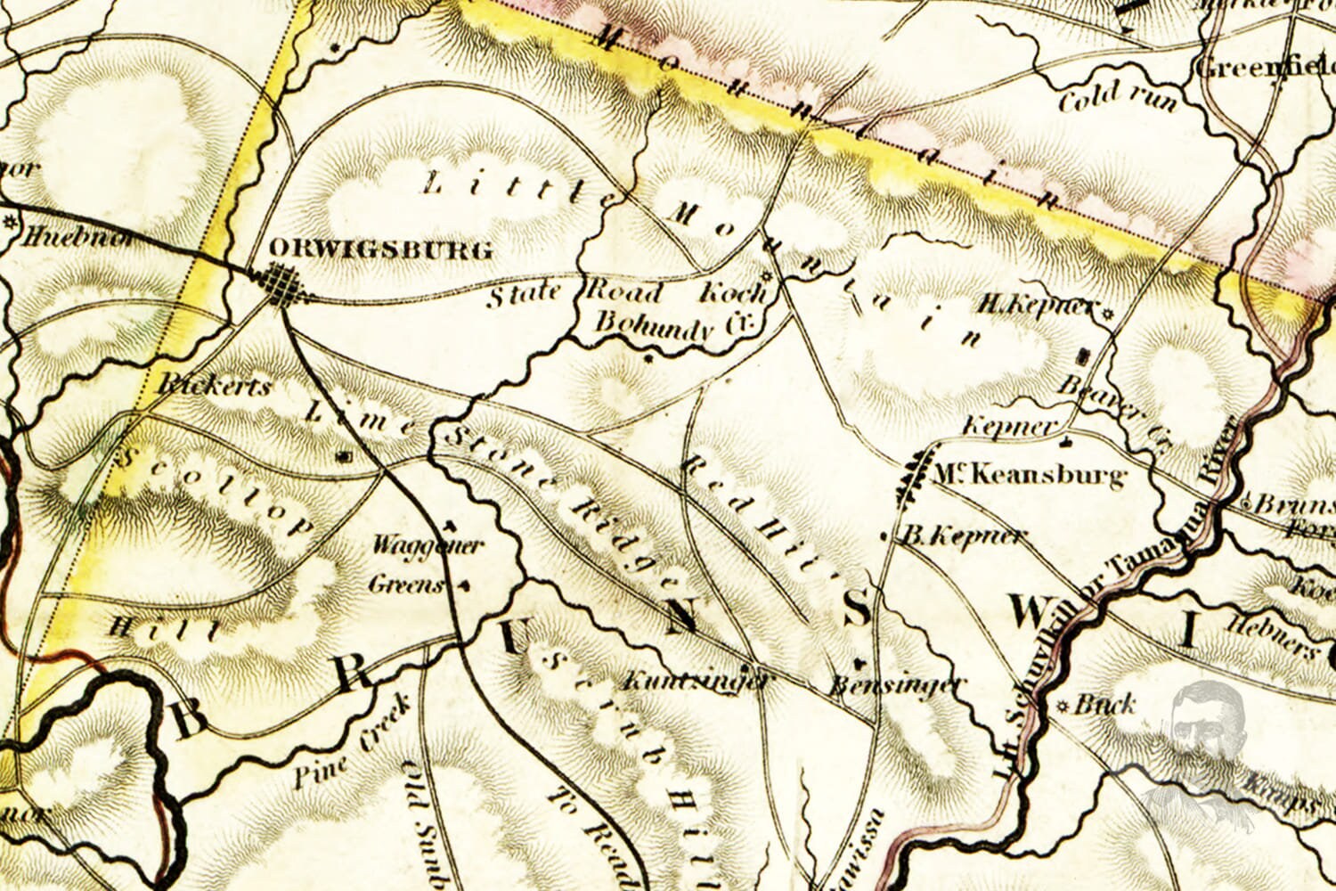 Vintage Schuylkill County Map 1830 Old Map of Schuylkill Etsy