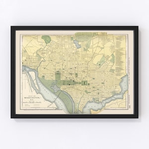 Washington Map 1891, Vintage Washington Map, Old Washington DC Art, Wall Art Gift for Washington History Lovers Retro Decor