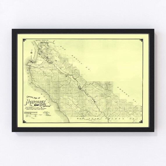 Monterey County California Map 1898 Old Map of Monterey Etsy