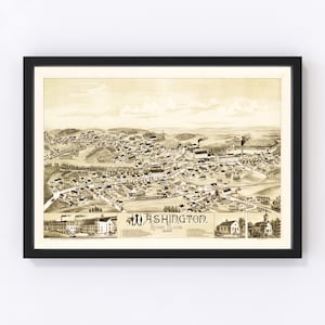 Washington Map 1888, Vintage Washington Map, Old Washington Rhode Island Art, Wall Art Gift for Washington History Lovers Retro Decor