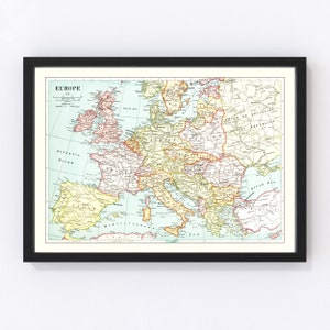Europe Map 1926, Vintage Europe Map, Old Europe Art, Wall Art Gift for Europe History Lovers Retro Decor