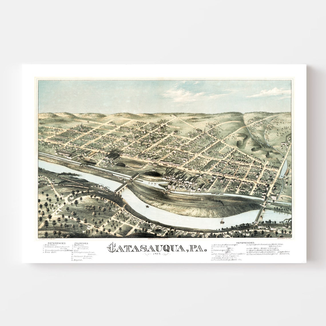 Catasauqua Map 1873 Old Map of Catasauqua Pennsylvania Art Etsy